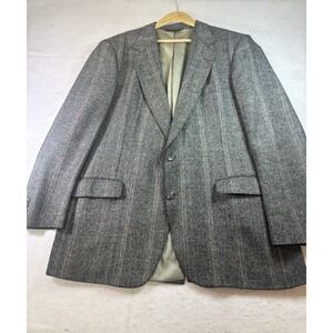 Vintage Jaymar Blazer Mens 44 Gray Striped Tweed Sport Coat 2 Button
